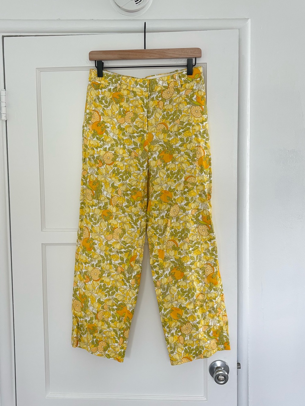 J. Crew Yellow and Green Floral Trouser Pants